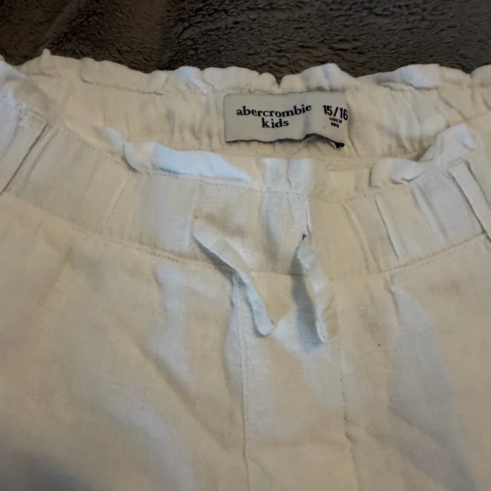 Abercrombie Kids White Linen Cargo Pants NWT 15/16 - Picture 5 of 7
